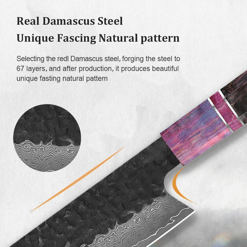 1-4 PCS Kitchen Knives Set Hand Forged 67 layers Damascus Steel Japanese Chef Knife Santoku Utility Cooking Tools Solidified
