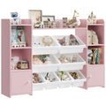 Getone Toy Storage Unit, Children's Bookcase, Toy Organiser with 8 Boxes and 9 Shelves 138x29x94 cm White/Pink