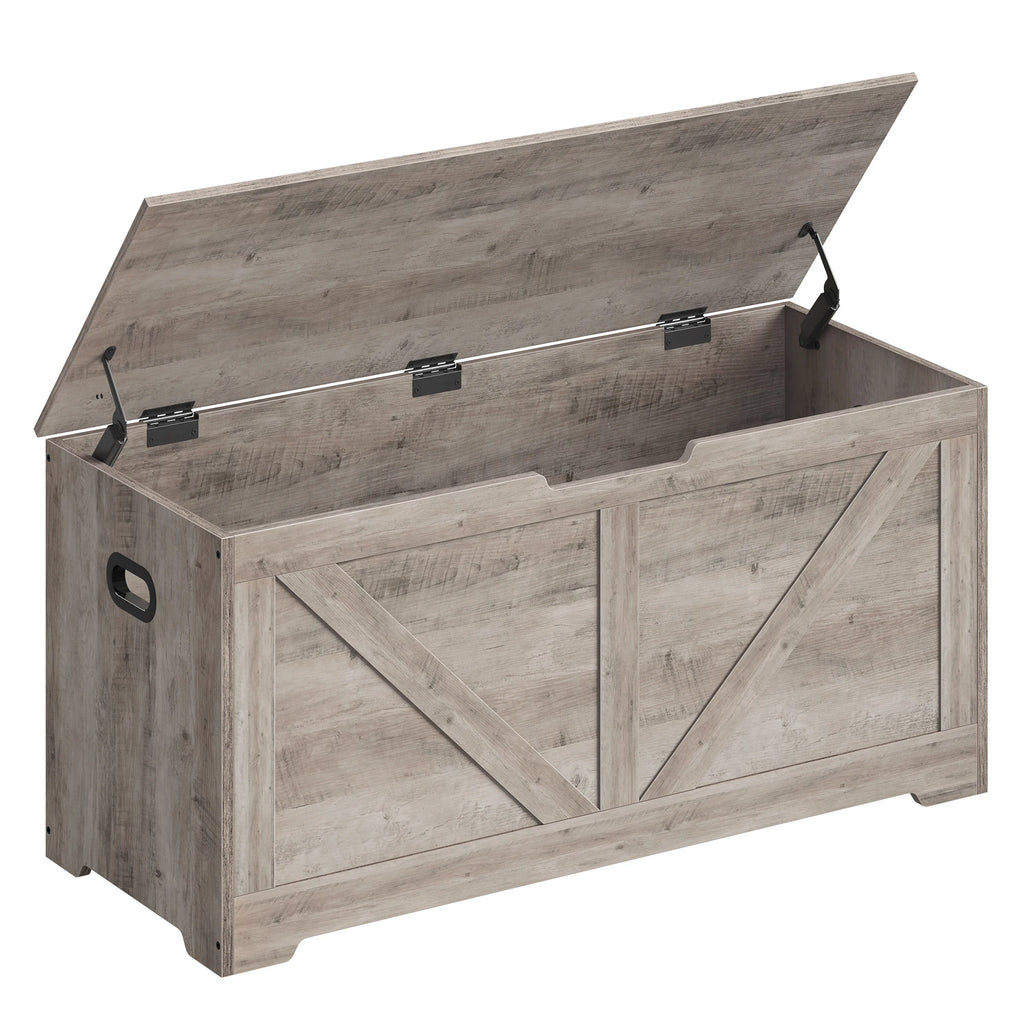 VASAGLE Storage Chest, Storage Bench, Blanket Box with 2 Safety Hinges, Shoe Storage Bench, Farmhouse Style, 40 x 100 x 46 cm