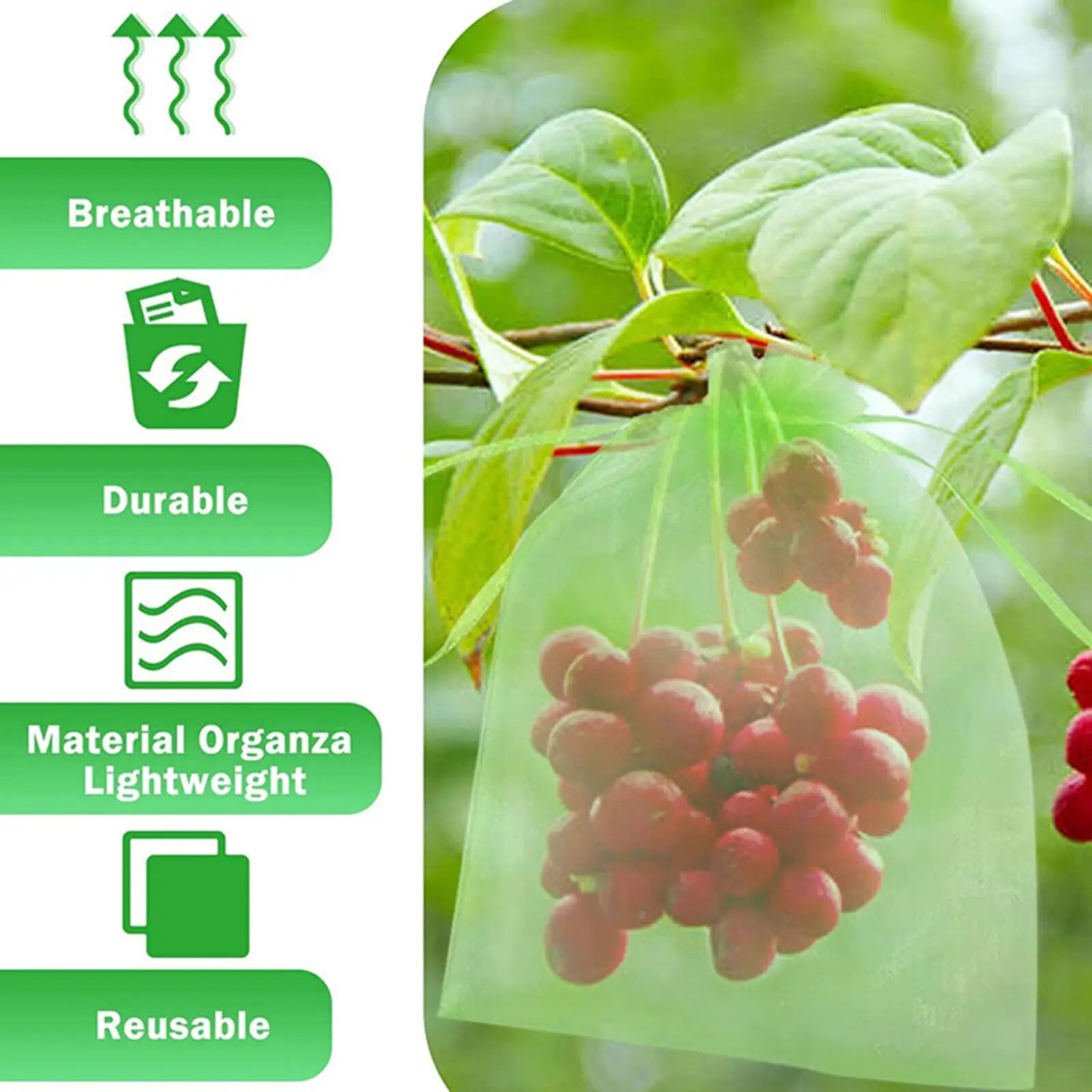 100pcs Fruit Protection Net Bags Pest Control Anti-Bird Netting Strawberry Mesh Bag Vegetable Netting Cover Gardening Tool