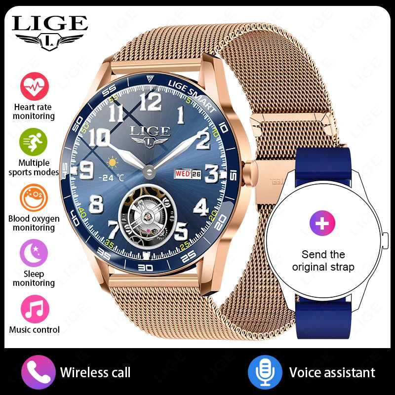 LIGE New Smartwatch Women Men 1.38-inch Smart Watch Message Notification iOS Android Smartwatches Fitness Bluetooth Call Watches