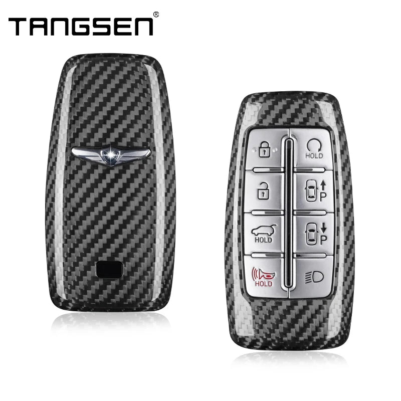 Carbon Fiber Car Key Case Cover Compatible For Genesis G70 G80 G90 GV70 GV80 GV90 Smart Remote Shell Auto