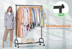 Heavy Duty Clothing Racks for Hanging Clothes Rack,43" Wide Rolling Garment Rack Metal Clothing Hanger Rack Wheels Wardrobe Rack