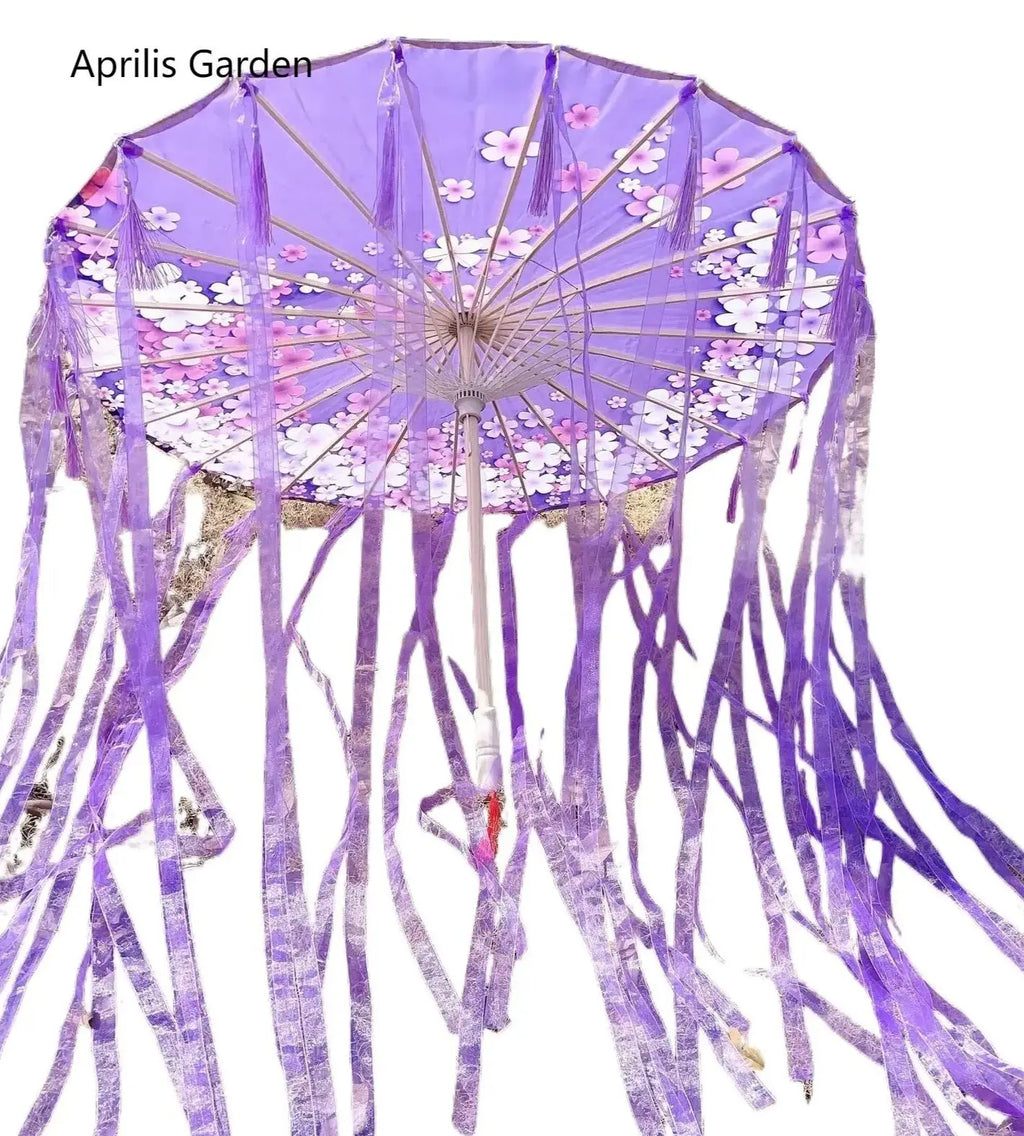 Star Oil Paper Waterproof Beach Umbrella Fan Chinese Dance Performance Lace Umbrella Classical Hanfu Fairy Parasol Paraguas
