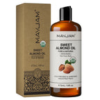 MAYJAM Pure Organic Moroccan Argan Oil Massage On Face, Hair, Body Sweet Almond Oil Cold Pressed USDA Certified 473ml Face Oil