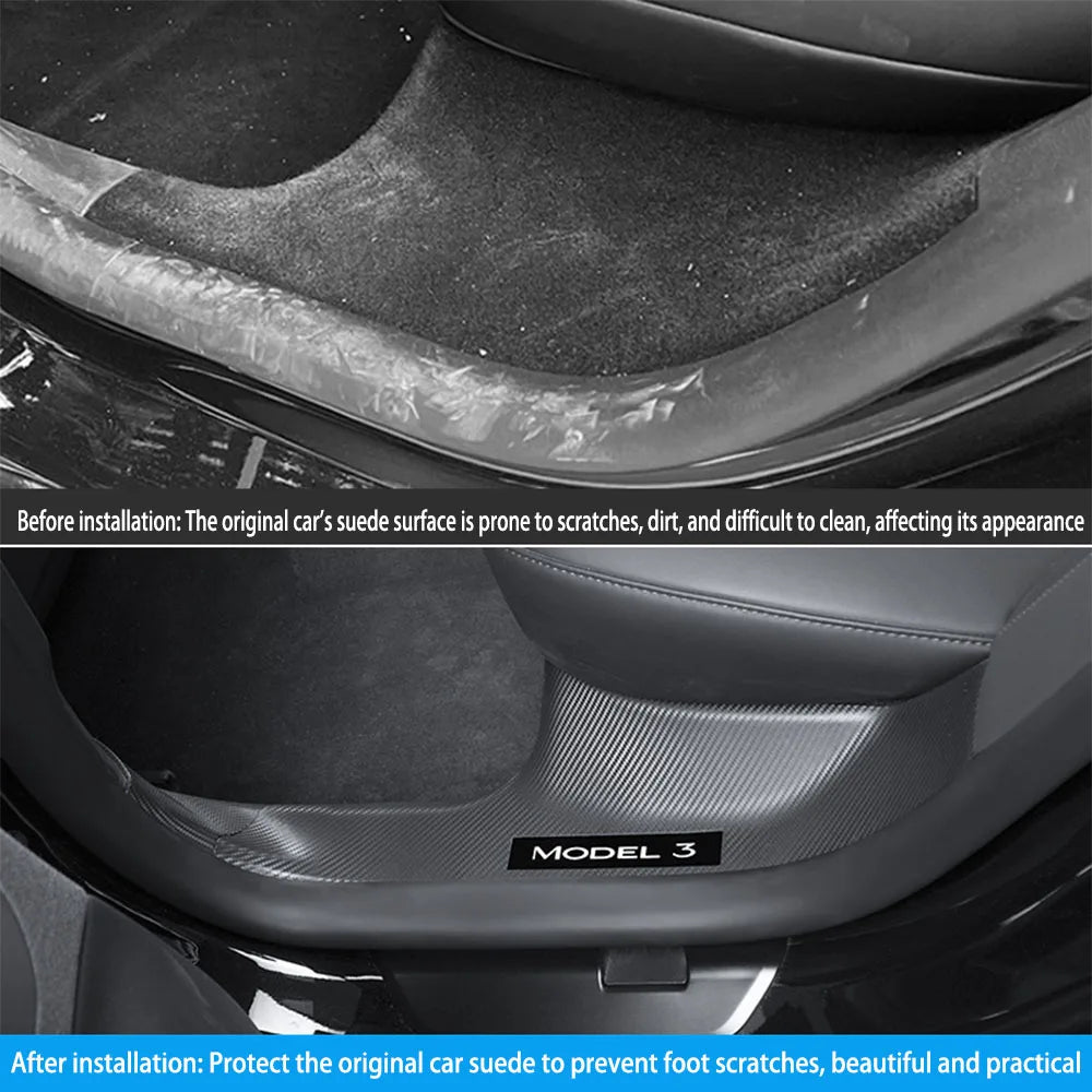1- 8 Pcs For Tesla Model 3 Highland 2024 ABS Front Rear Door Sill Protector Threshold Strip Anti-kick Guard Panel Waterproof Pad