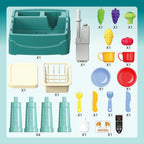 Girl Play Sink with Running Water Kitchen Sink Toys with Electric Faucet Water Table Floating Pool Dishwasher Set
