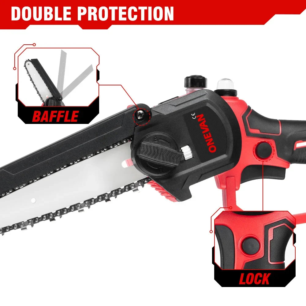 6Inch Electric Chainsaw 20000RPM Rechargeable Portable Pruning Saw Branch Pruner Shears Garden Power Tool for 21V 18V Battery