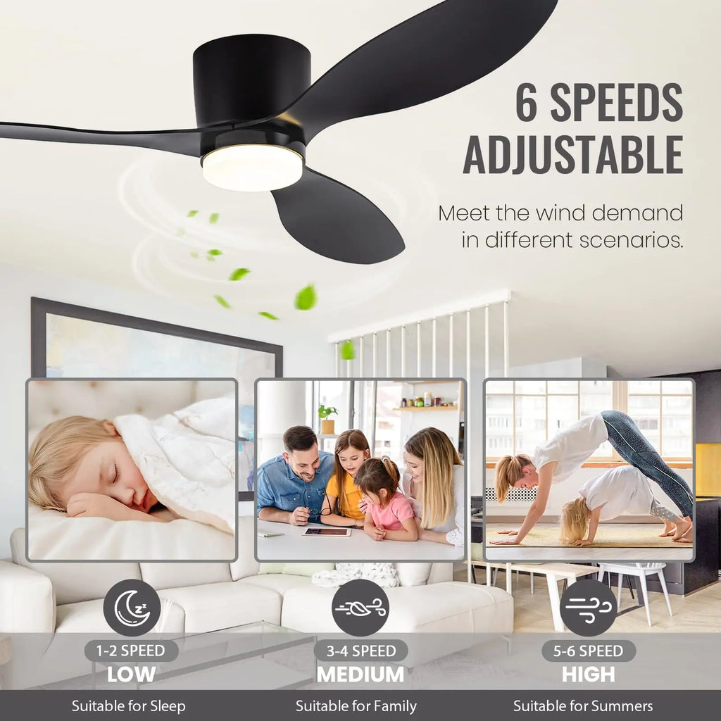 Jelena LED Ceiling Fan Light 6th Gear Wind Speed Living Room Bedroom H