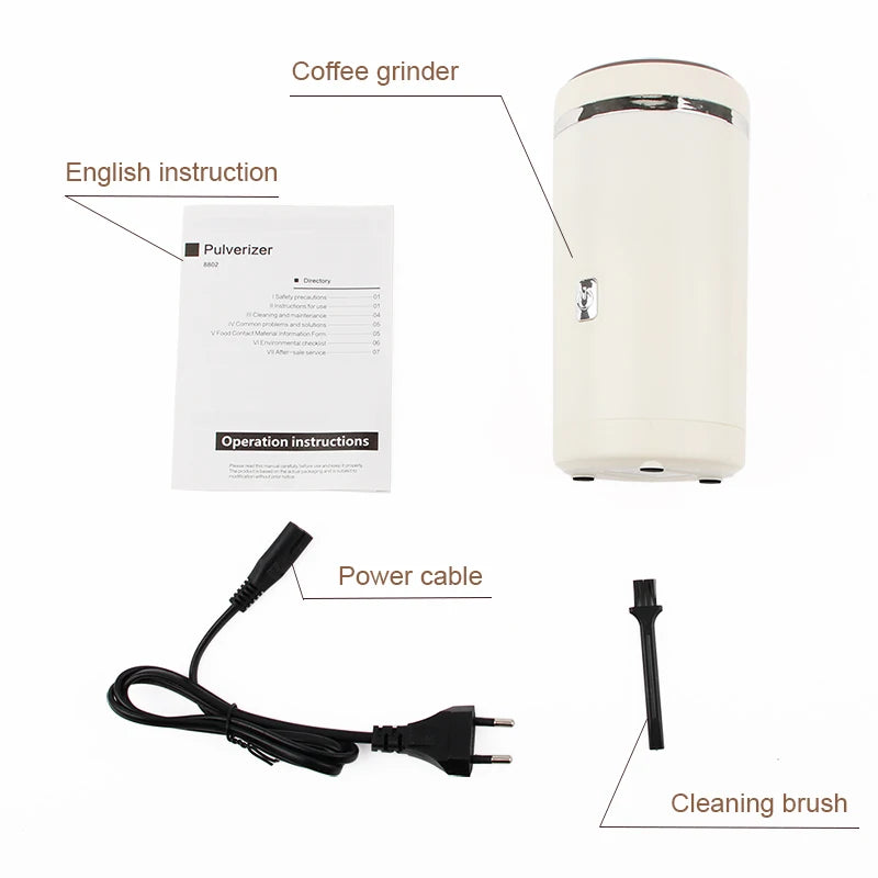 110V/220V Electric Coffee Grinder Mill Herbs Spices Nuts Cafe Bean Grinding Machine Powder Crusher Stainless Steel Burr Blade