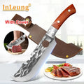Kitchen Chef Utility Knive Stainless Steel Forged Slaughter Knife Chop Bone Vegetables Butcher Knife Cleaver Knife with Cover