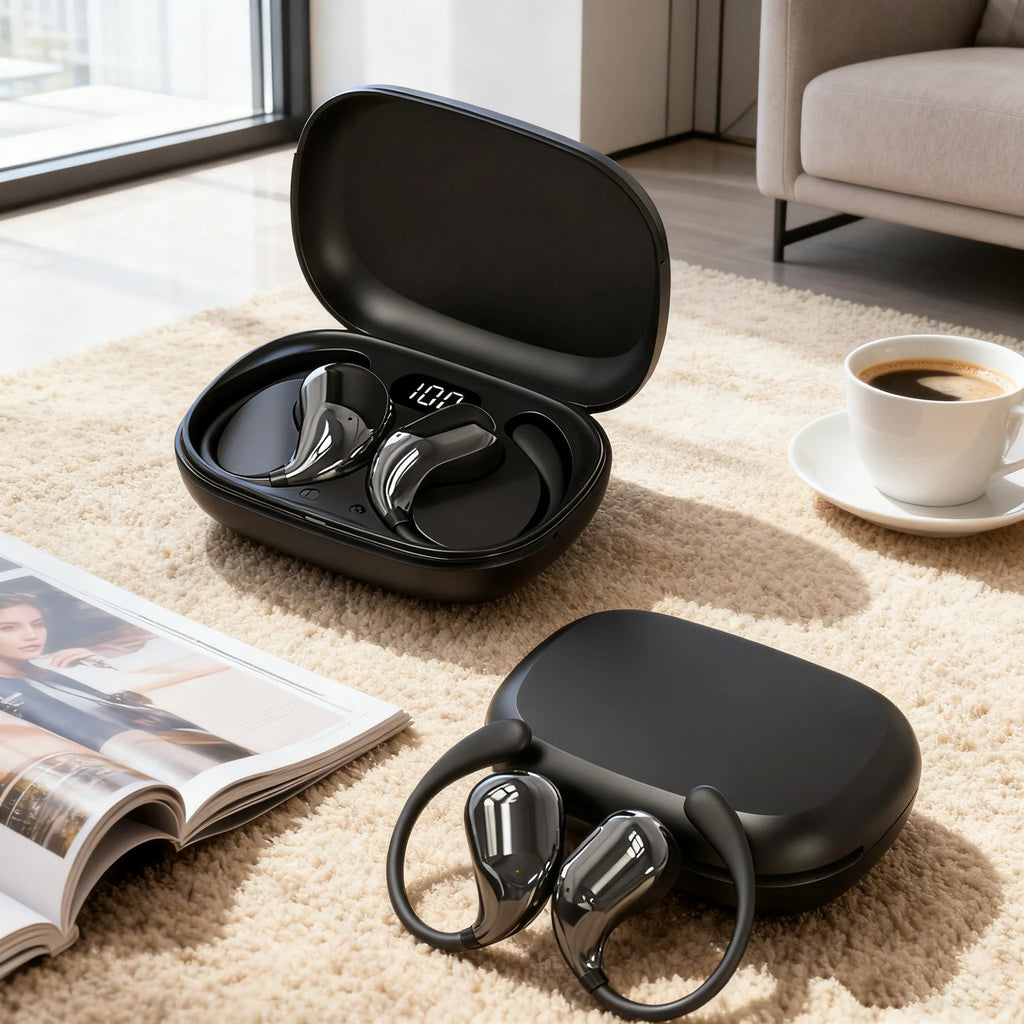 Bluetooth 5.4 Ear Hook Headphones TWS Wireless Earphones HiFi Stereo Waterproof Headsets LED Display Long Standby Touch Earbuds