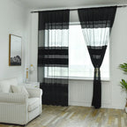 1PC Striped Sheer Curtains for Living Room Bedroom Tulle Curtains for Room Kitchen Decoration Window Treatments Drapes 100x270CM