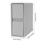 20CM Wide Bedroom Bedside Table with Cream Style Multifunctional Storage, Double Drawers Simple and Modern - Light Gray