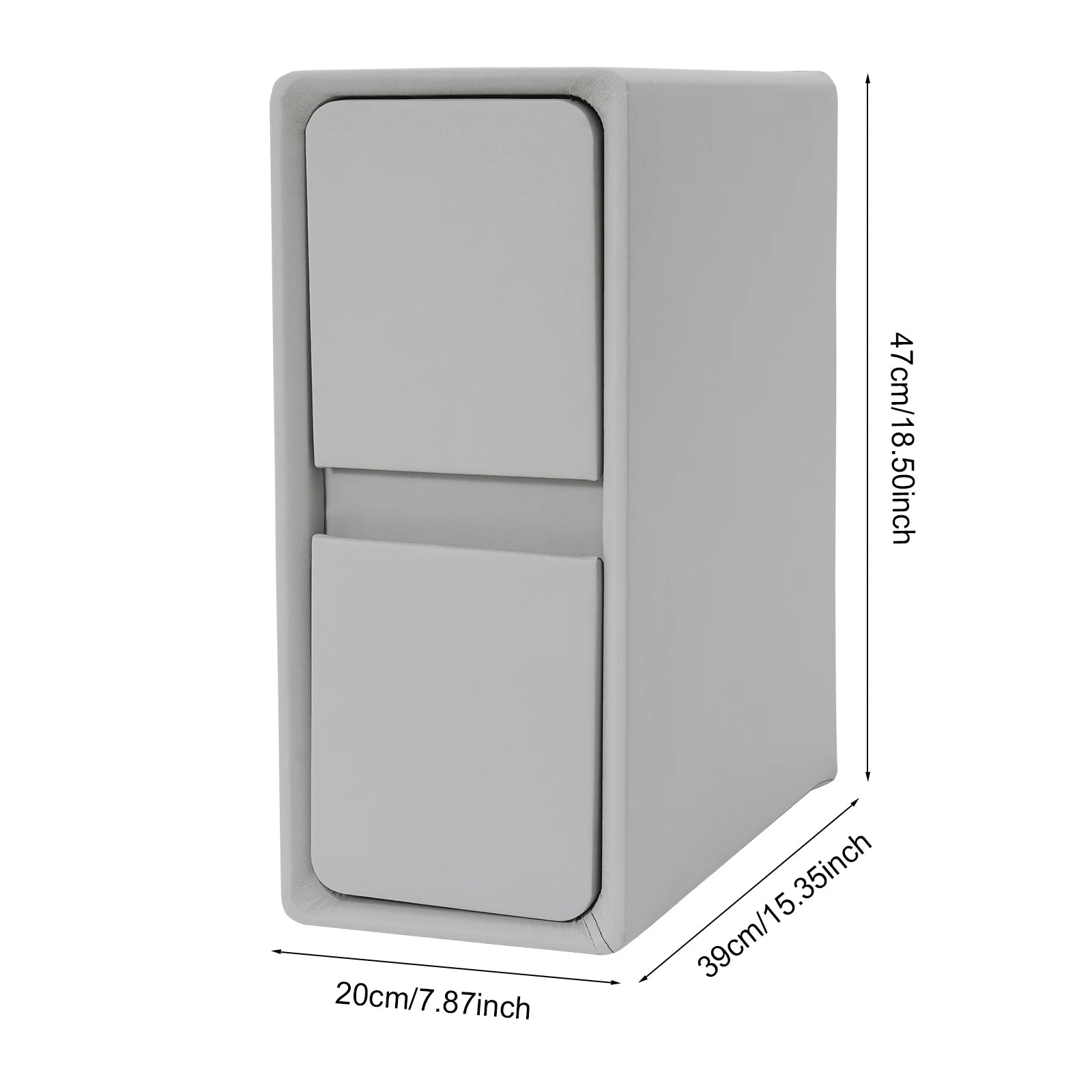 20CM Wide Bedroom Bedside Table with Cream Style Multifunctional Storage, Double Drawers Simple and Modern - Light Gray