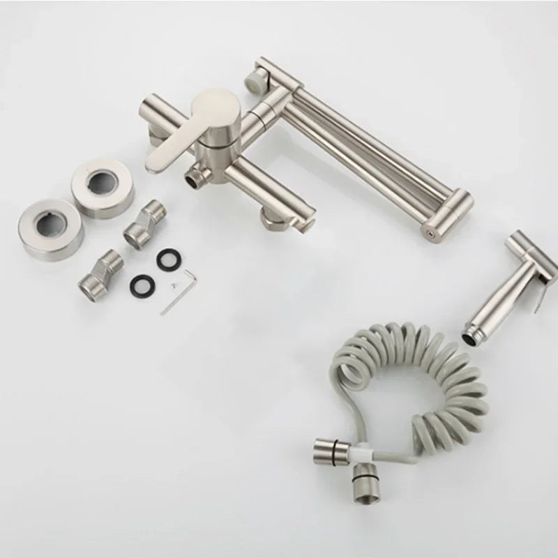 Foldable Kitchen Faucets with Double Joint Swing Arms Pot Filler Faucet Retractable Spout Bidet Sprayer Laundry Sink Mixer Tap