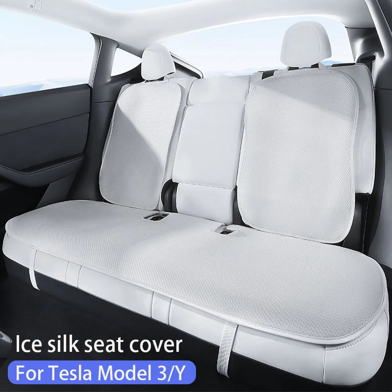 Comfortable Ice Silk Car Seat Covers for Tesla Model Y/3 (2018-2026) | Breathable