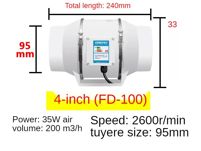 Exhaust Fan Home Mute Inline Duct Fan Bathroom Exhaust Fan Ventilation