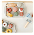 Children Luxury Kitchen Pretend Play Set Wooden Imitation Game Pot Set Cooking Food Simulation Cake Bread Baking Toys for Girls