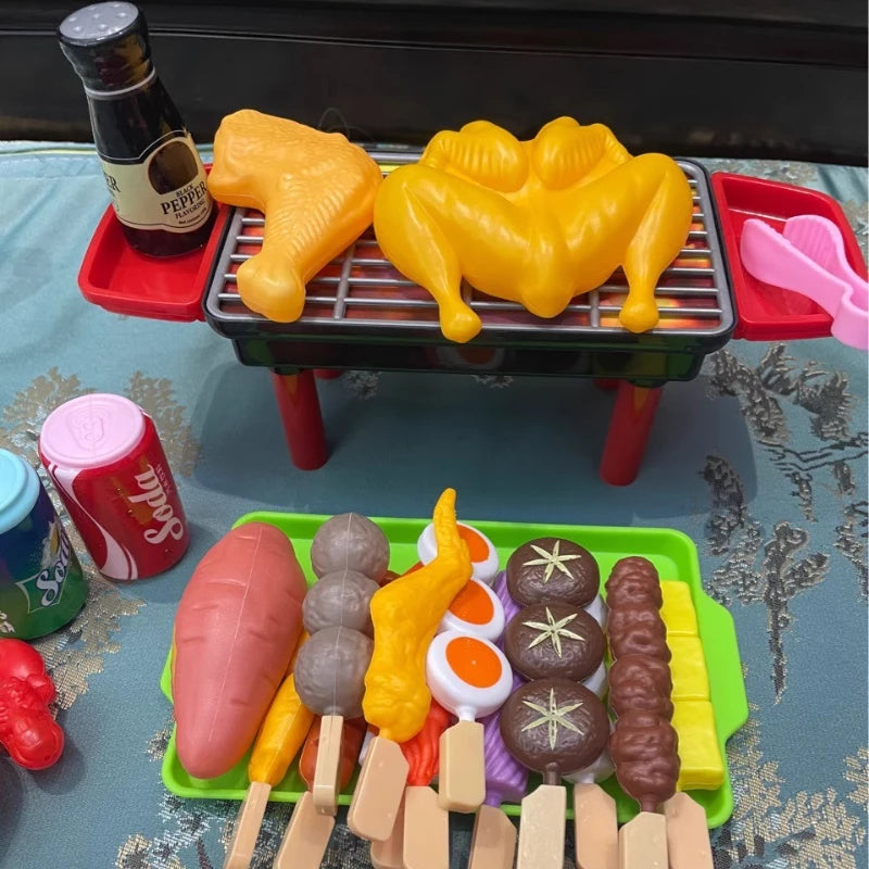 Children's Pretend Play Kitchen Toys Simulation Barbecue Cookware Cooking Food Role Play Educational Play House Toys