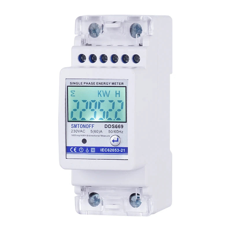 Multifunction 230V Bi-directional Energy Meter Import Export KWH Solar PV Power Voltage Current Frequency R485 Communication