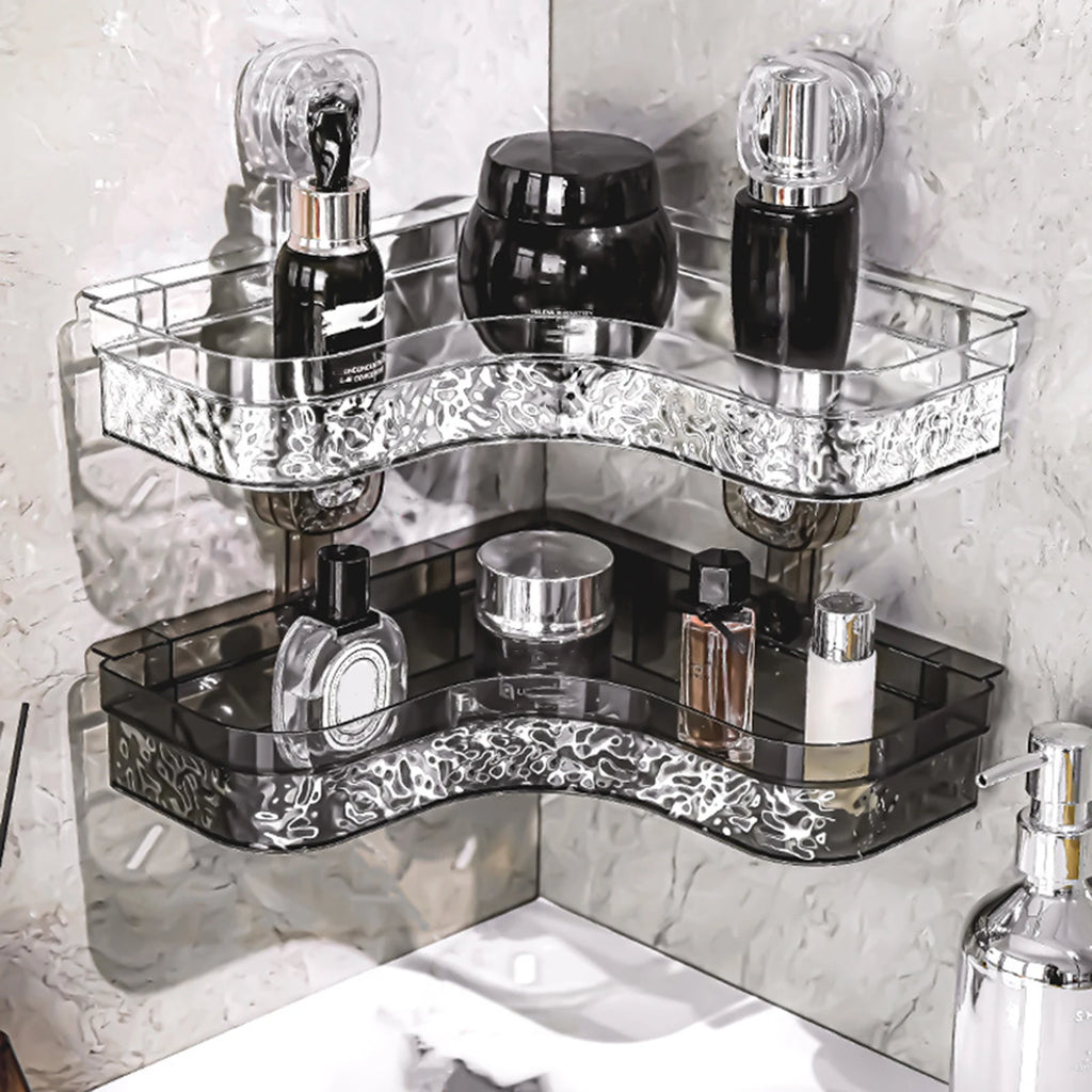 2Pcs Bathroom Shelf Wall Mounted Corner Storage Shelves Shampoo Holder Cosmetic Rack Iron Shower Drain Basket Bathroom Organizer