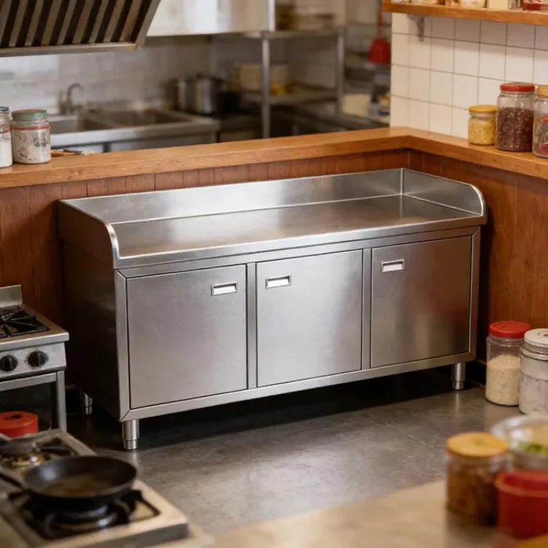 Custom Heavy Duty Kitchen Work Table Stainless Steel Food Prep Station for Commercial Use