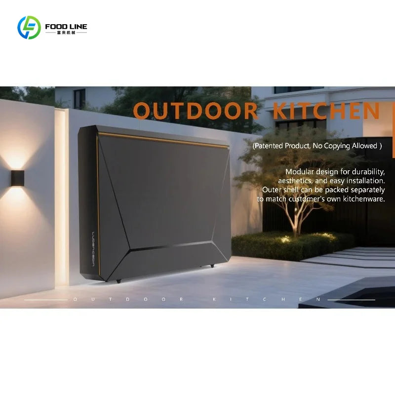 Customized stylish electric outdoor kitchen combined sink and fridge quick installation for backyard gatherings