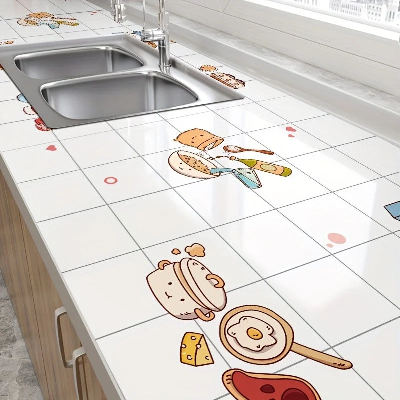 Kitchen Oil Proof Stickers High Temperature Resistant Aluminum Foil Oil-Absorbing Paper Refurbished Wall Stickers Self-Adhesive