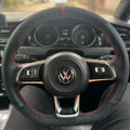 Braid Genuine Leather Car Steering Wheel Cover  for Volkswagen VW Golf R MK7 Golf 7 GTI VW Polo Scirocco 14-16 DIY Car Interior