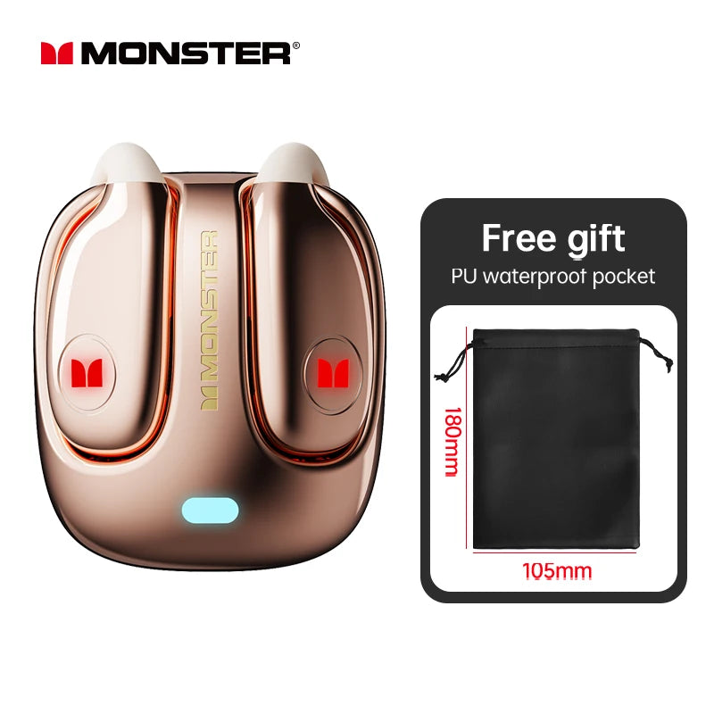 Monster MQO22 TWS Bluetooth Earphones Clip Design Touch HD Call With Mic Headphones Sports Gaming Headset