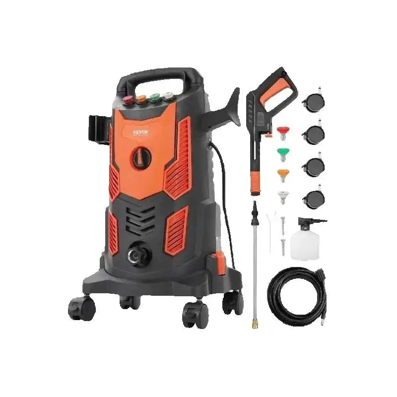 SucceBuy Electric Pressure Washer Power Washer Quick Connect Nozzles Foam Cannon Retractable Handle for Portable to Clean Patios