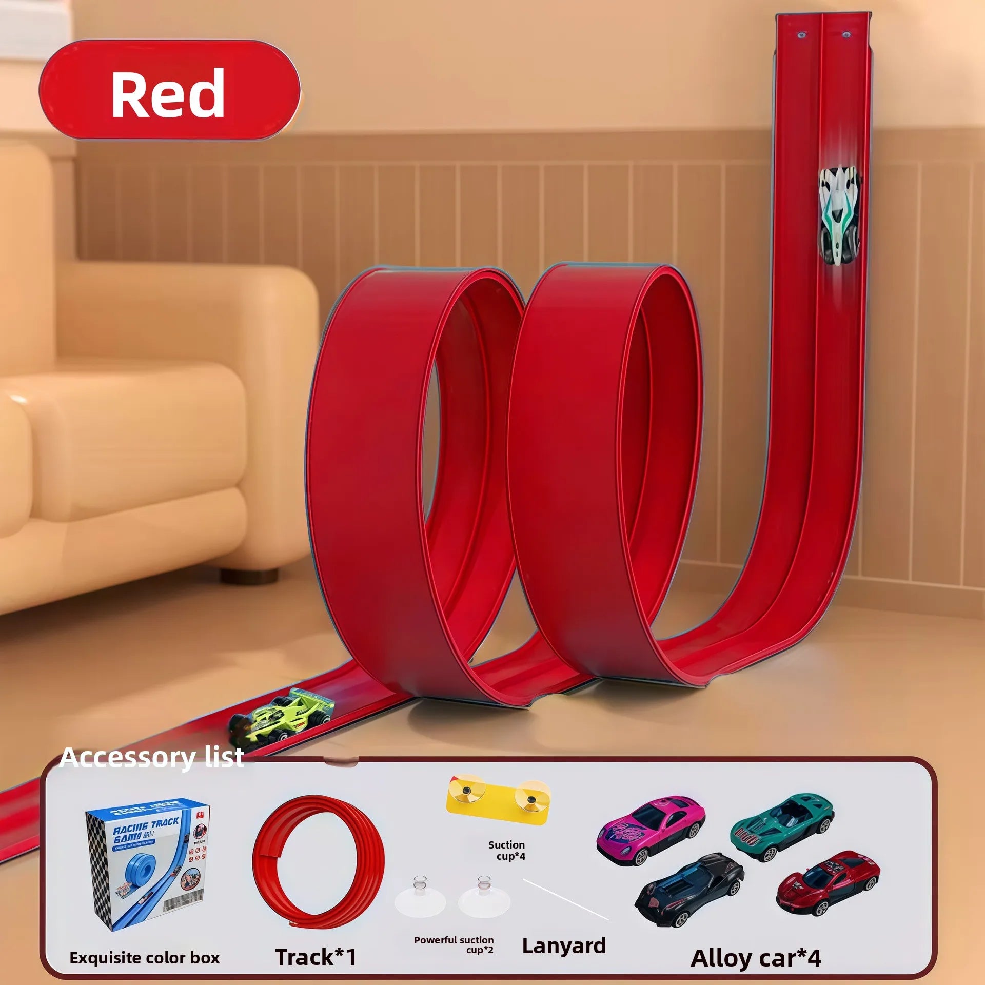 Flexible Race Track Children Toys DIY Double-track Racing Car Ramp Track Compatible 1/64th Cars Portable Rolls Up Race Tracks