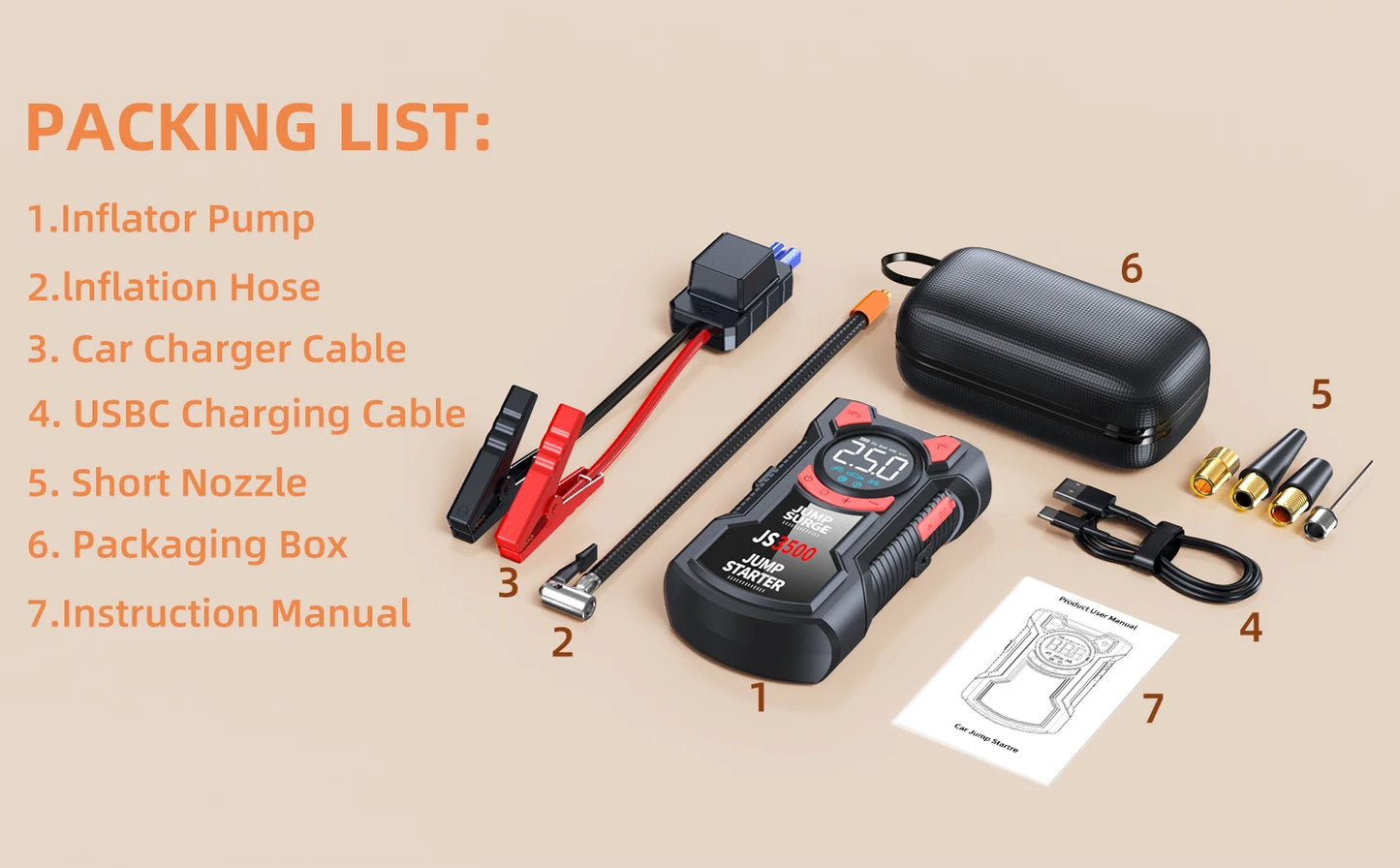 4-in-1 Car Jump Starter & Air Pump