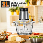 Electric Food Choppers and Dicers Mini Blender Food Processor 2L Glass Bowl Vegetable Grinder Meat Blender Meat Mincers