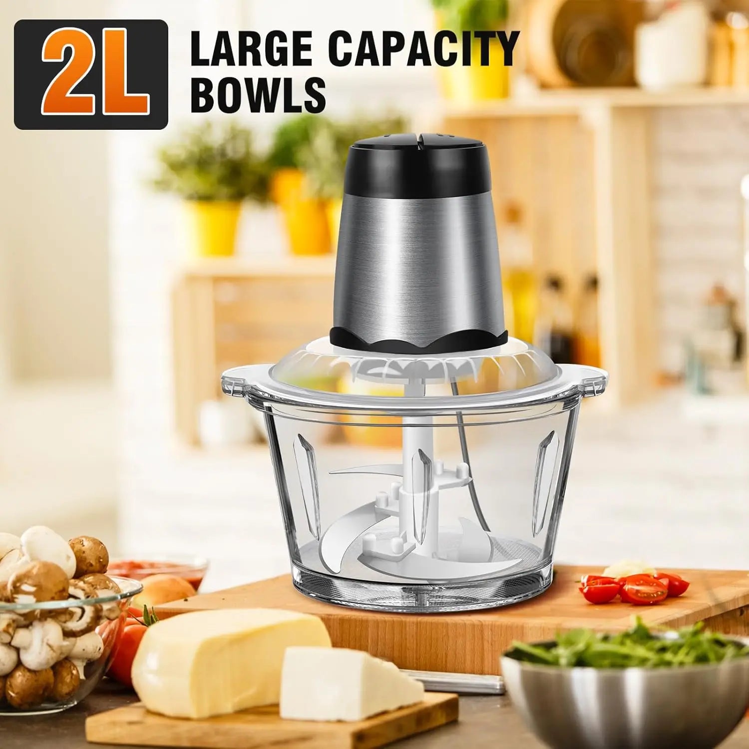 Electric Food Choppers and Dicers Mini Blender Food Processor 2L Glass Bowl Vegetable Grinder Meat Blender Meat Mincers