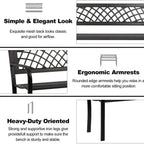 Outdoor Metal Patio Bench Porch Park Bench Cast Iron Sturdy Steel Garden Bench