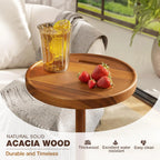 Drink Table,Compact Side Table with Phone Slot and Weighted Base, Durable Pedestal Table Accent for Living Room,Office