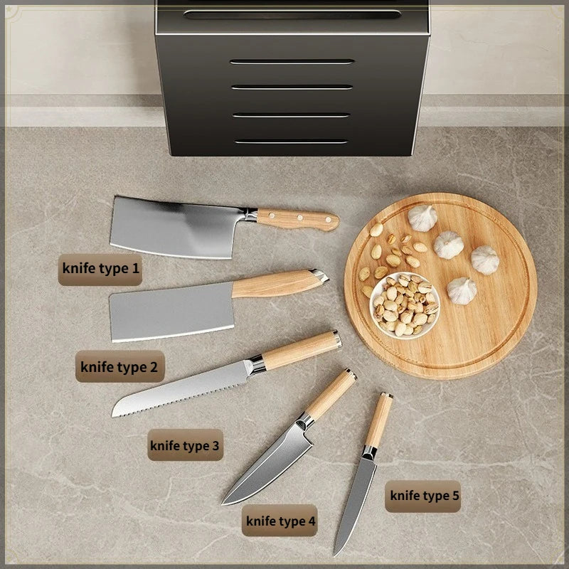 Kitchen Knife Holder Stainless Steel Wall Mount Punch Free Multifunctional Kitchen Organizer Traceless Utensil Storage Rack
