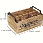 High-Quality, Classic Wooden Kitchen Utensil Organizer - Portable Storage Box with Open Design for Easy Access, Storage