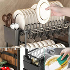 Dish Rack Kitchen Storage Organizer for Bowls Plates Snap On Design No Drilling Installation Home Supplies