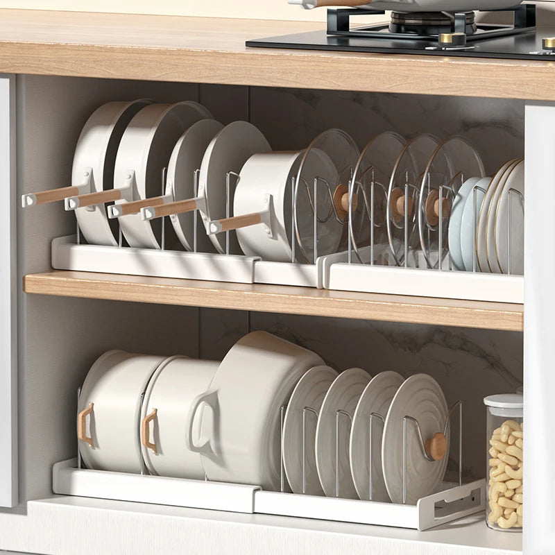 Kitchen utensil artifact pot storage rack Foldable kitchen utensil storage rack Kitchen pot lid storage rack