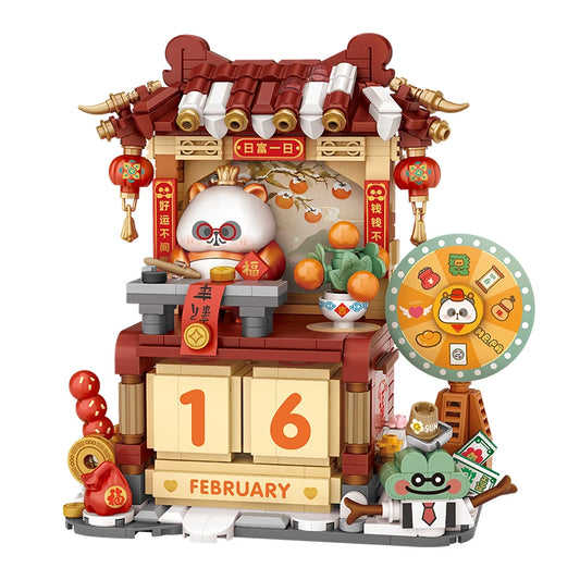 LOZ Street Scene Series DIY Architectural Model Building Blocks Panda Calendar House Assembly Educational Toy Kids Birthday Gift