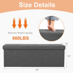 JHK Storage Stool with Foam Seats, Hidden Storage Box, Living Room Toy Storage Box, Bedroom Bed End Bench