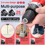 3-in-1 Multipurpose Electric Drill Cordless Impact Drill Speed Adjustable Electric Screwdriver Applicable to 21V Lithium Battery