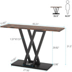 Console Table, Industrial Hallway Table for Entryway, 43 Inch Entryway Tables Narrow Sofa Table for Living Room, Rustic Brown