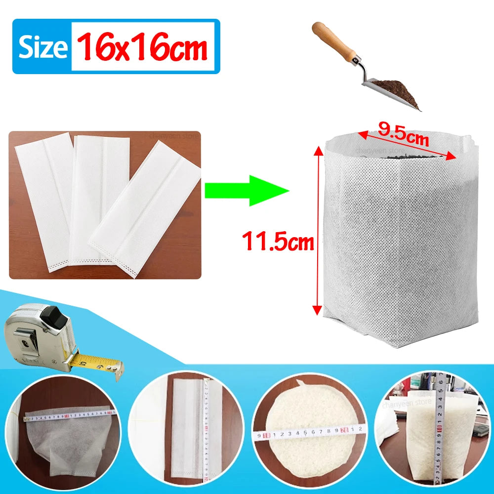 100-200Pcs Nursery Bags Plant Grow Bags Biodegradable Non-woven Fabric Seeds To Sow Flower Pot For Home Garden Accessories Tools