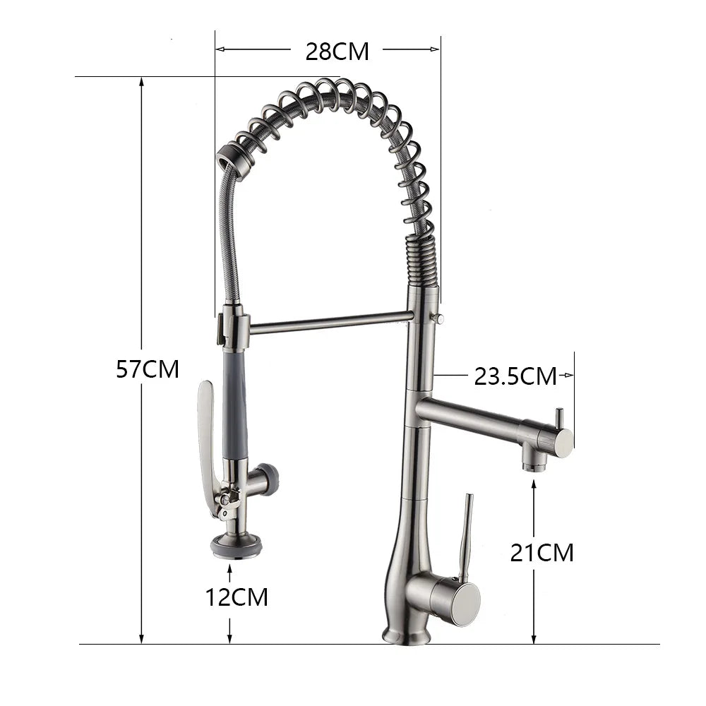 Kitchen Faucet Brushed Nickel Pull-Out  Faucet Swivel Dual Purpose Basin Sink Hot & Cold Water Faucet HMS9069
