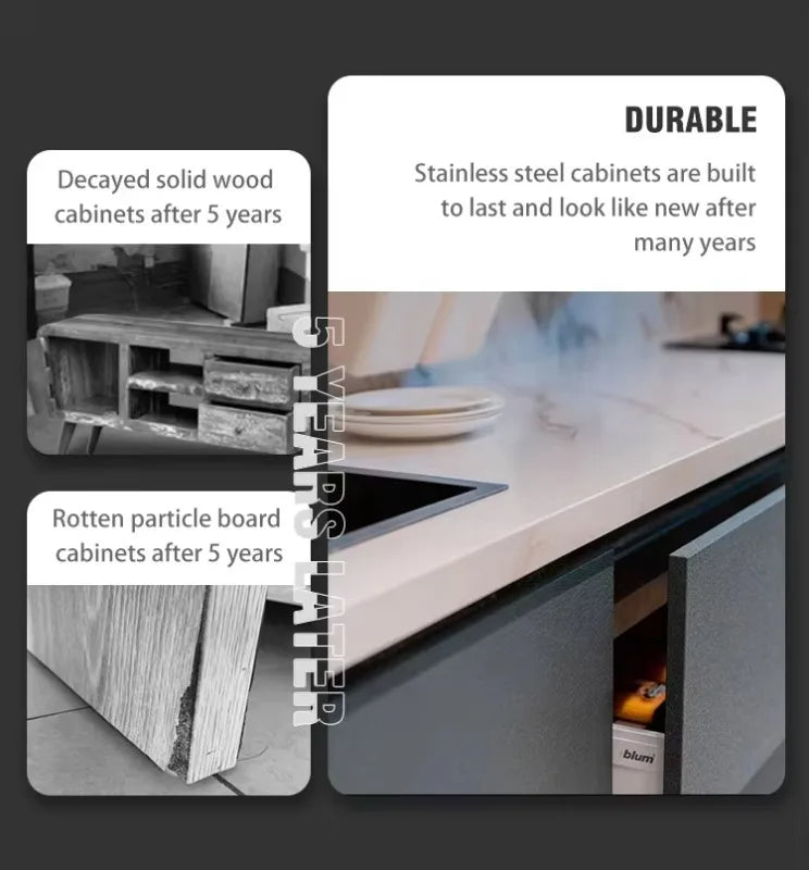 Wholesale Modern Design Stainless Steel Outdoor Kitchen with Shed Anti Insect Outdoor Kitchen with Closable Shed Roller Shutters