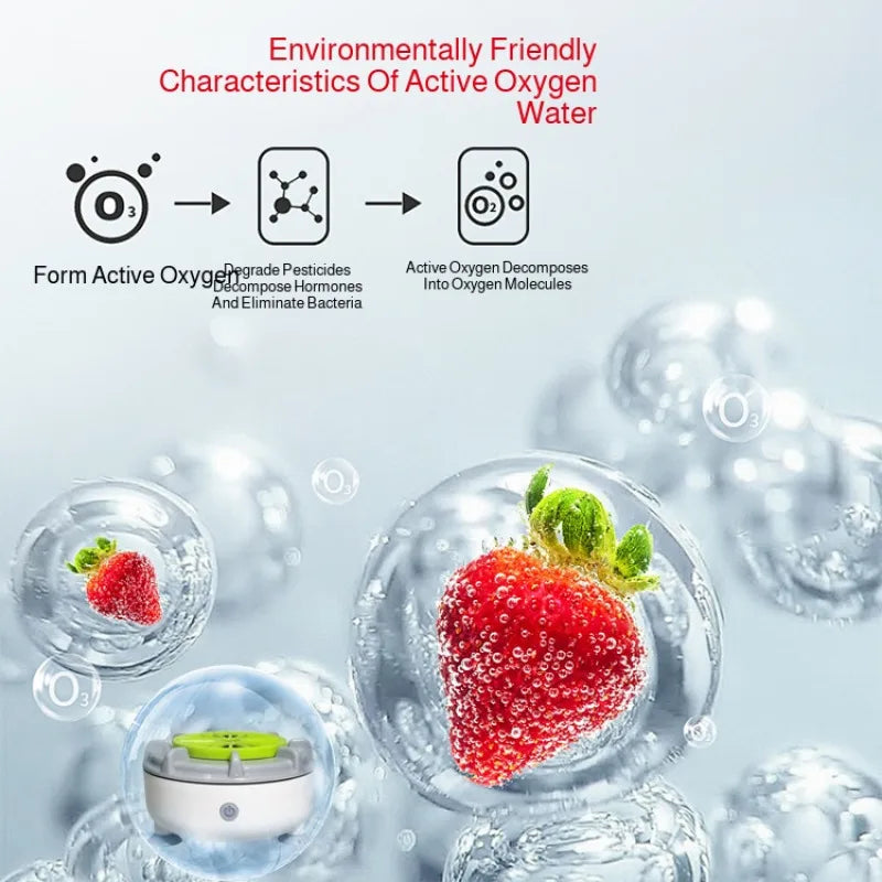 Small Fruit and Vegetable Cleaning Machine Vegetable Fruit Pesticide Residue Removal Turbine Purifier  Wireless Vegetable Washi